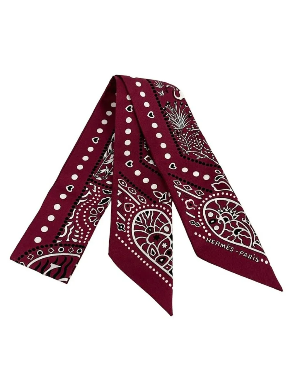 Hermes Scarf Twilly Bordeaux White Black Entre Ciel Et Mer Same